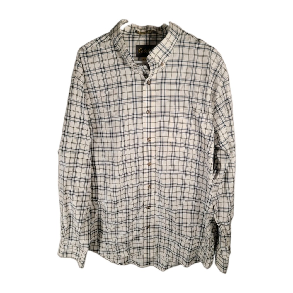 Cabelas Shirt Mens 2XLT Tall Plaid Wrinkle Free Cotton Barncore Cabincore